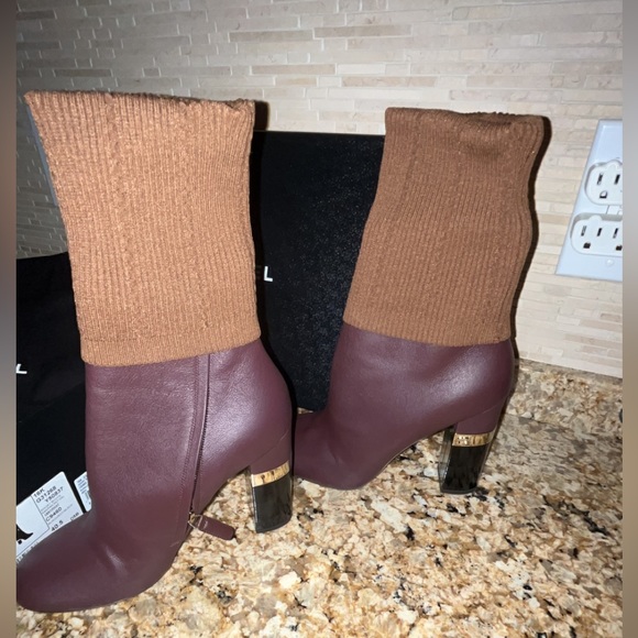 CHANEL Burgundy/Brown Kangaroo Leather & Sock Boots size 40.5 (I wear US 9) - Picture 6 of 11